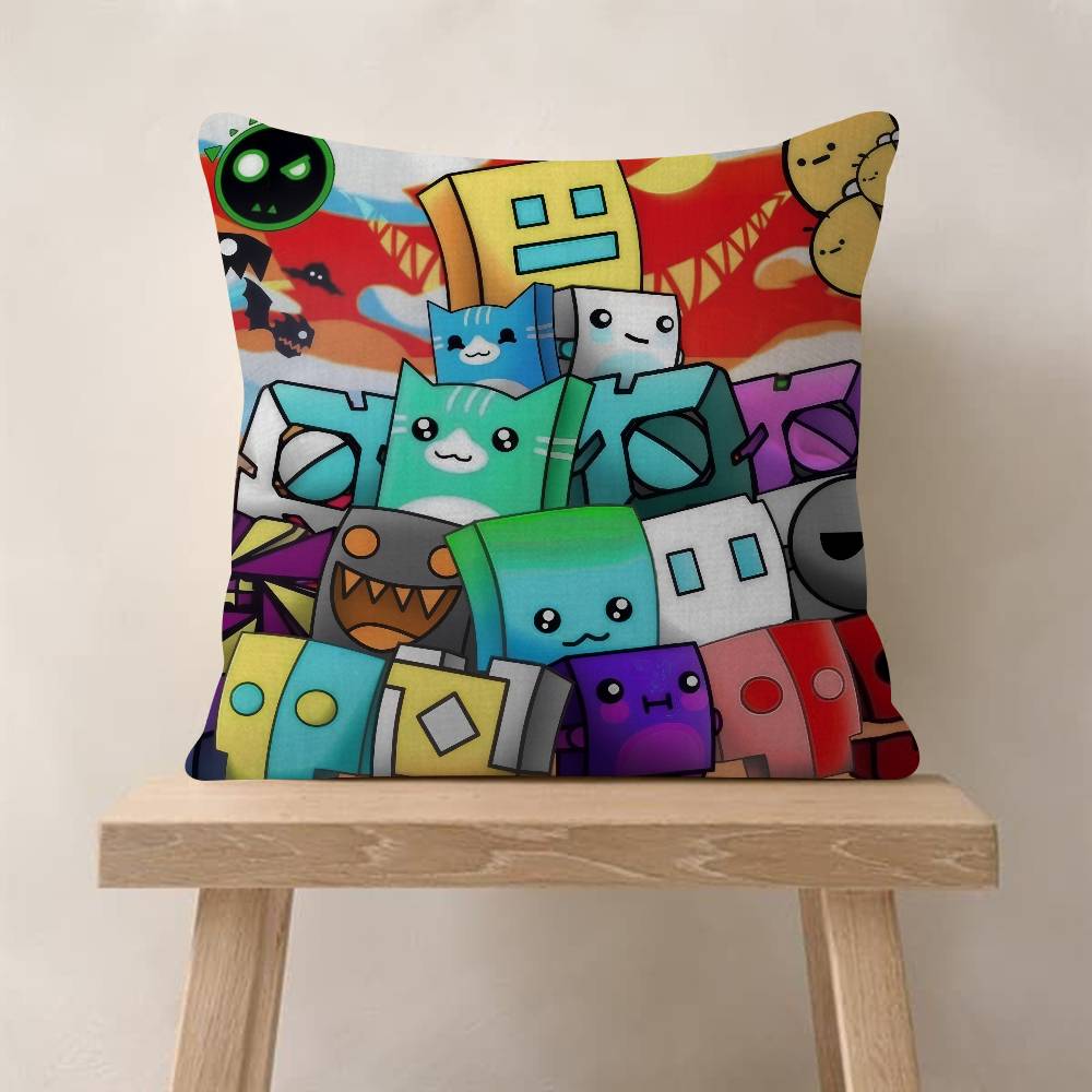 Game Geometry cartoon Dash Pillow Gift Home Office Decoration Bedroom Sofa Car Cushion Cover case 45x45