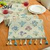 Elegant Dining Table Runner Jacquard Floral Runner, Vintage with Tassel Edges, Classic Style Farmhouse for Wedding Baby Shower Decor Charming