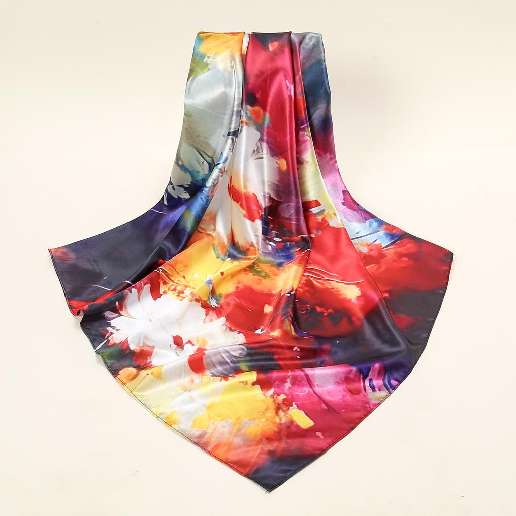 New Palestine Scarf Keffiyeh Women Printed Square Scarf Muslim Hijab Satin Silk Handkerchief Bandanna Muffler Headscarf Wraps