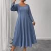 A New Long-sleeved Dress for Early Autumn with A Square Collar Large Size Loose High-waisted and Slimming Look