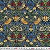 Ткань с хлопковым принтом William Morris Strawberry Thief, синяя, отрез 1 м × 110 см / Хлопок феи