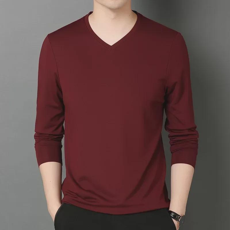 2023 Men's Slim Fit V-Neck Long-Sleeved T-Shirt for Spring and Autumn