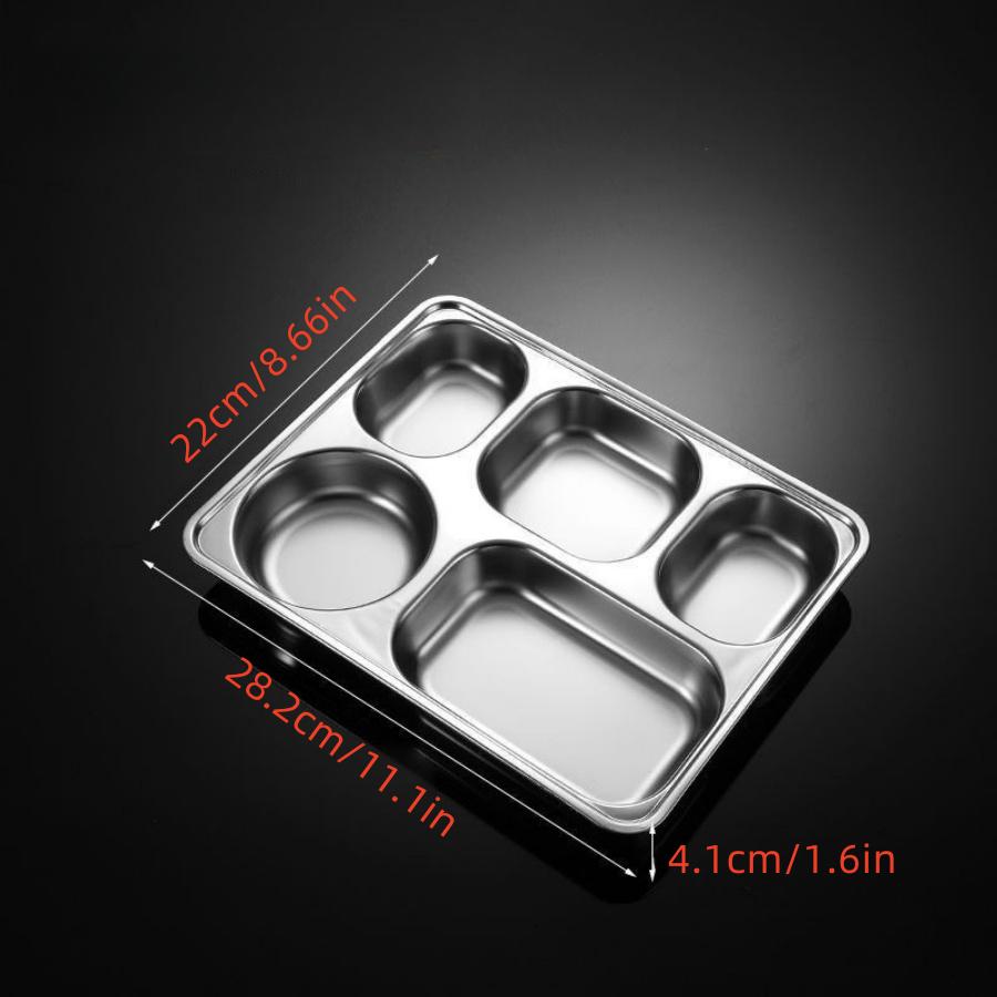 SUS304 Нержавеющая сталь углубленная и утолщенная обеденная тарелка, пятисекционная тарелка для фаст-фуда, разделенный ланч-бокс, столовая ресторан