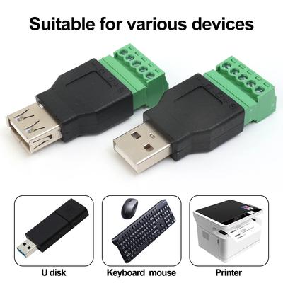 USB 2.0 Тип A Папа/Мама к 5-контактному винтовому разъему USB-гнездо с экраном USB2.0 к штекеру с винтовыми клеммами Сварка не требуется