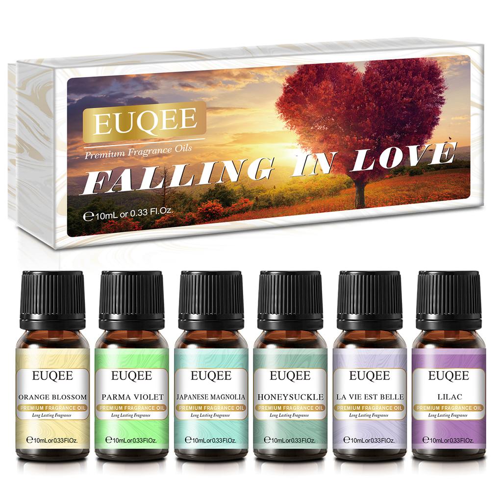 EUQEE 6PCS Fragrance Oils Set Gift for Aromatherapy Diffuser Yoga Spa Massage Bath Skin Care Relaxation DIY Perfume