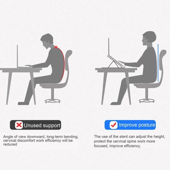 Подставка для ноутбука из алюминиевого сплава с регулируемой высотой, быстрым рассеиванием тепла, противоскользящая, складная, портативная, для домашнего офиса, настольного компьютера, держатель для ПК
