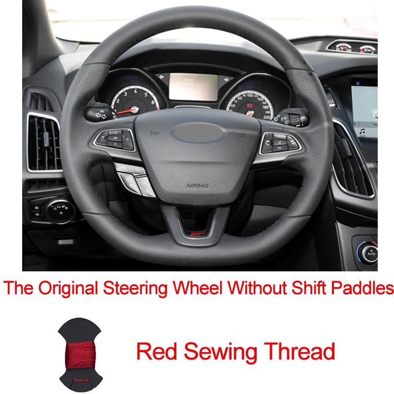 Hand Sewing Car Steering Wheel Cover Wrap For Ford Focus (RS | ST | ST-Line) 2015-2018 Kuga (ST-Line) Ecosport (ST-Line)
