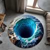 Круглый ковер «Волнистый океанский провал» 3D ковер «Глубокое море» Мистический декор дна океана Круглые коврики «Морская бездна» Ковер-иллюзия на водную тематику
