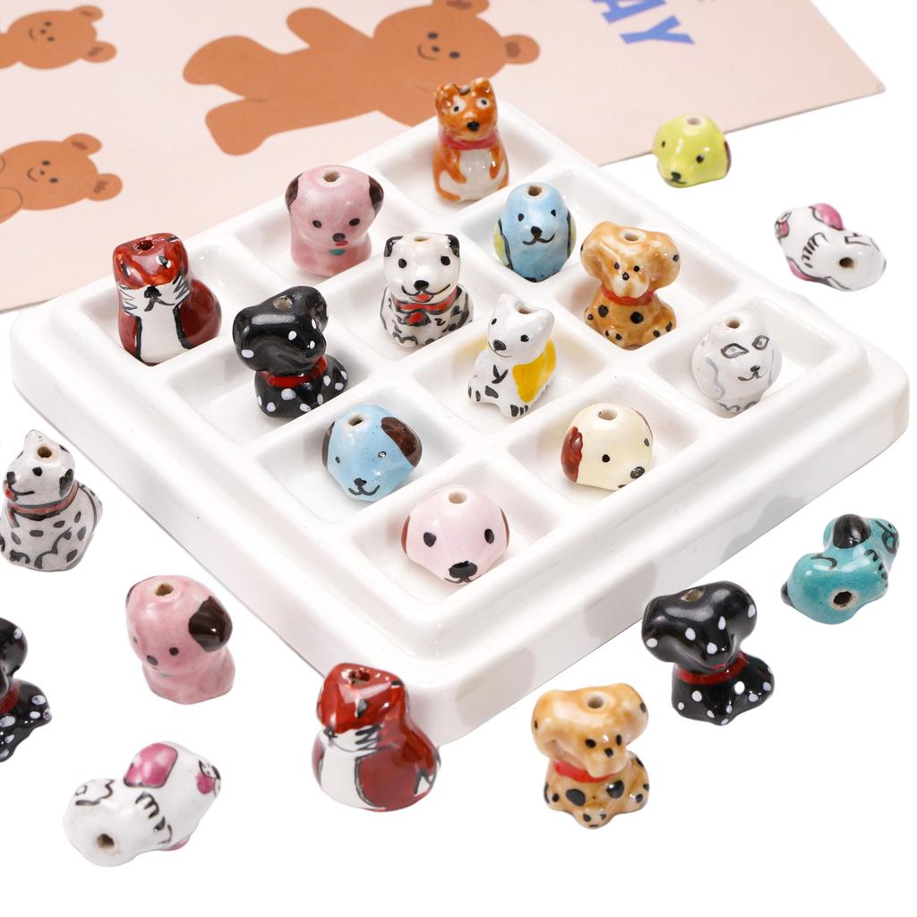 Керамические расписные бусины Собака Лиса Интервальные Рассыпные бусины для DIY Браслетов Ожерелий Изготовления Ювелирных Изделий