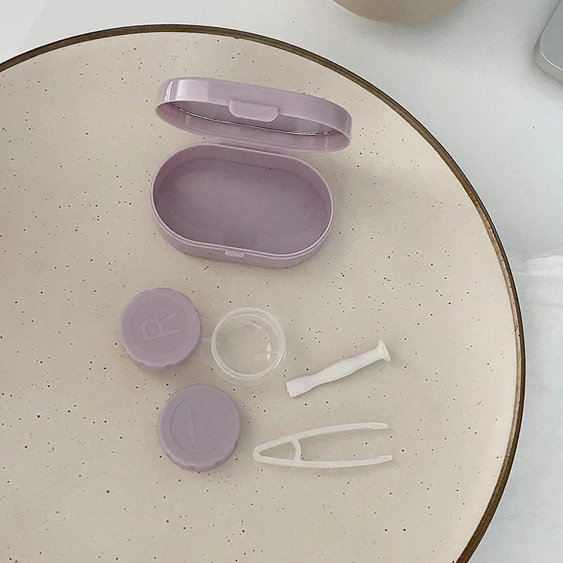 Contact Lens Case Smooth Travel Lady Holder Storage Eye Care Container with Mirror Lenses Box Contact Lens Inserter Remover