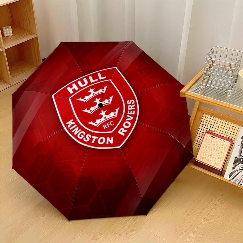 Hull KR Print Auto 8?Ribs Folding Umbrella Wind Resistant Lightweight Automatic Umbrella For Daily Travel