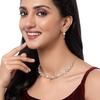 Rhodium Plated Silver Toned White American Diamond Studded Necklace With Earring Jewellery Set For Woment and Girl