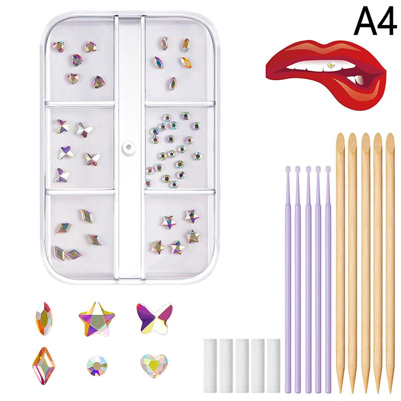 1Set Dental Tooth Gems Crystal Diamond Ornament Diy Tools Various Shapes Color Teeth Jewelry Denture