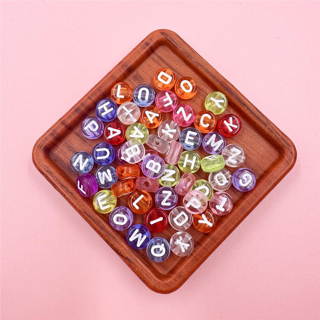 100Pcs 7mm DIY Crafts Transparent Letter For Jewelry Making Loose Beads Necklace Bracelet Pendant Wholesale