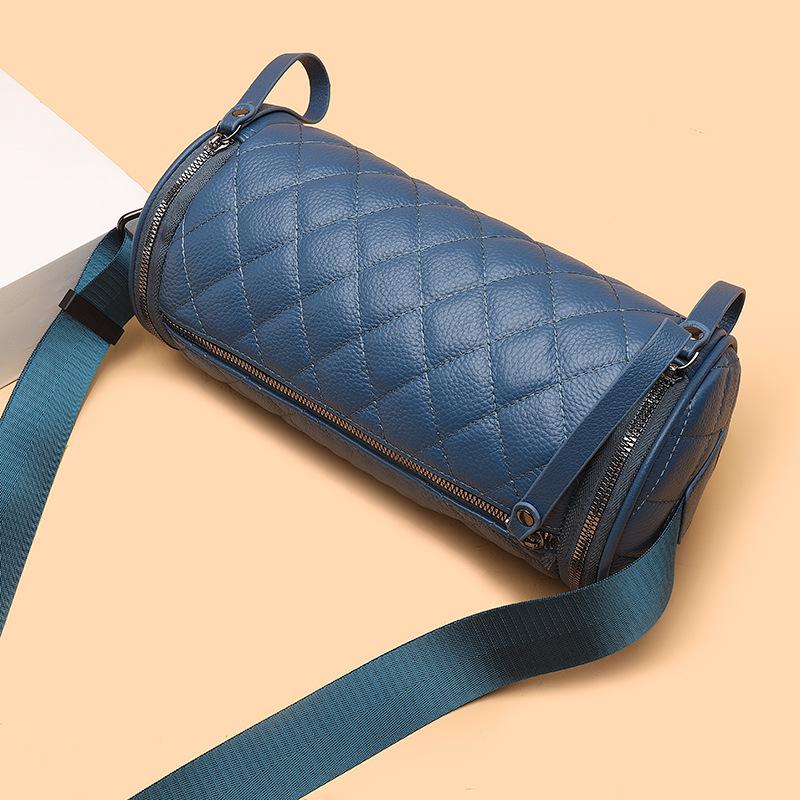 New Diamond Crossbody Shoulder Bag Bucket Bag Large Capacity Crossbody Bag Round Barrel Simple Women's Retro Bag