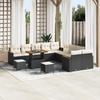 13-Piece Garden Sofa Set with Black Cushions Poly Rattan Acacia 3363105