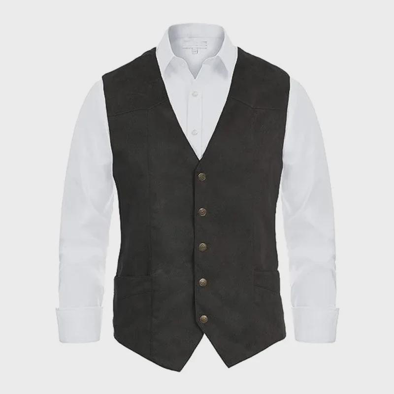Men's Slim Fit Retro V-Neck Suit Vest for Casual & Formal Wear