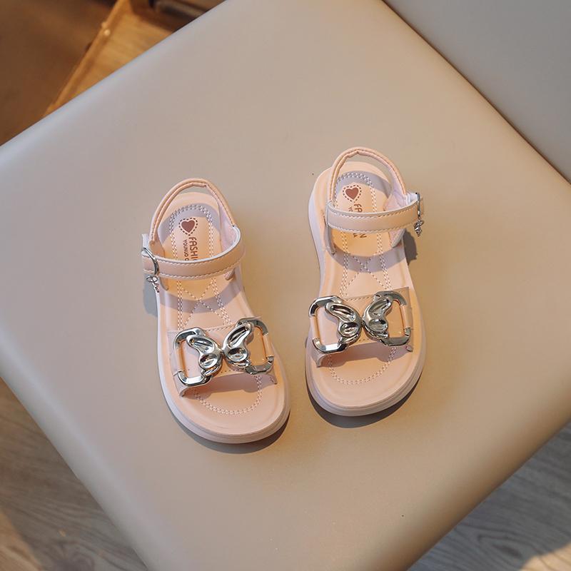 Children's Sandals Metal Butterfly 2024 New Solid Color Kids Girls Summer Versatile Casual Shoes Versatile Korean Style Princess
