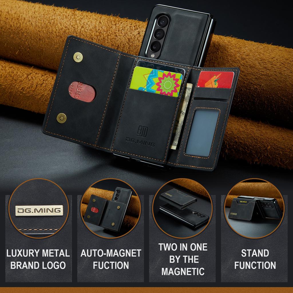 Fashion Magnetic Leather Phone Bag Case For Samsung Galaxy Z Fold4 5g Fold 4 Fold3 Fold 3 Card Slot Cell Phone Cover Funda