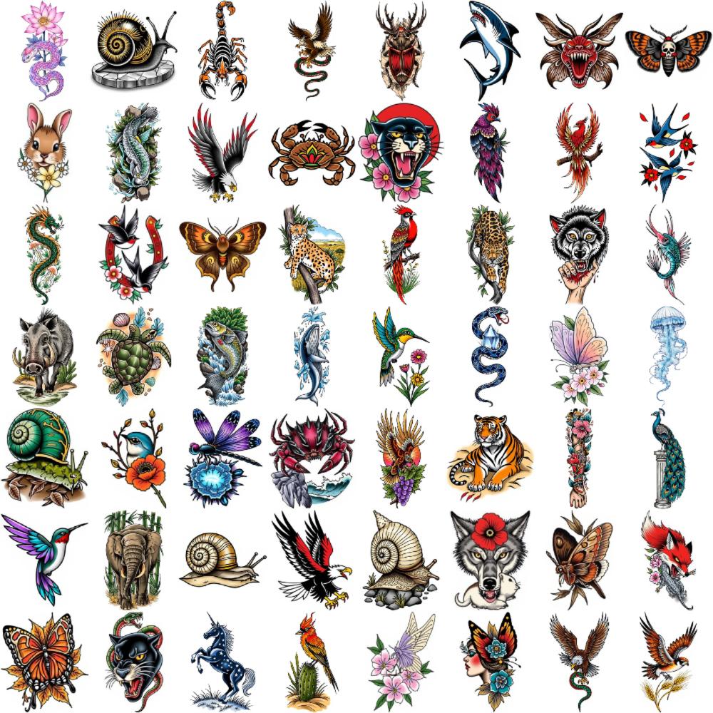 28 шт. Временные татуировки Наклейки с временными татуировками Слон Голова Волка Феникс Для Мужчин Женщин Взрослых