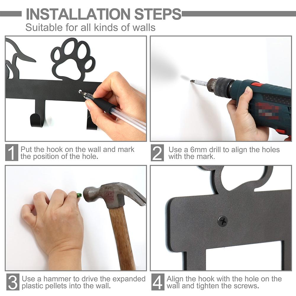5/7 Крючков Металлический Крючок-Вешалка для Поводка для Собаки Настенный Стеллаж для Игрушек для Домашних Животных Ключница Держатель Стеллаж для Хранения Крючок Без Винтов Аксессуары для Домашних Животных