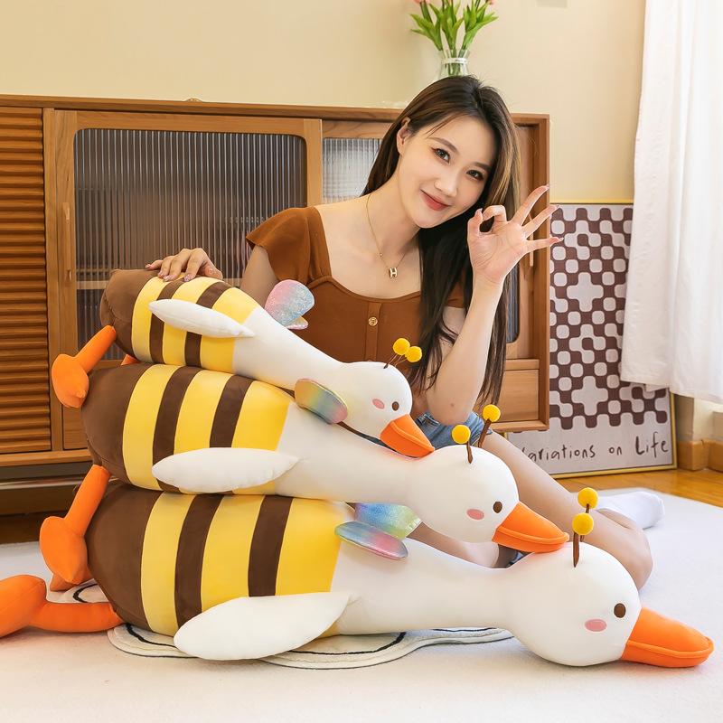 New big white goose plush toy bee doll hungry crazy doll goose crazy funny duck throw pillow girl