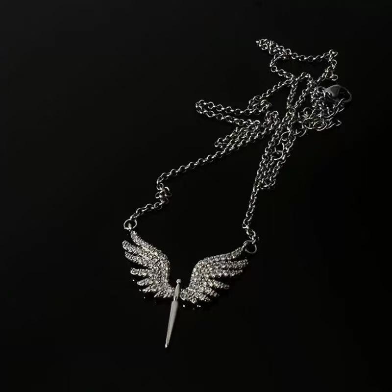 Серебряное ожерелье с крылом ангела из страз Изящный блестящий кулон-крыло Бохо Духовные украшения