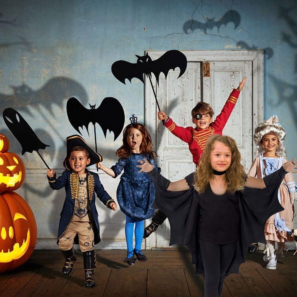 Плащ в форме вампира с черными крыльями летучей мыши и нашивкой, костюм для косплея на Хэллоуин, сценический костюм на Хэллоуин, детский