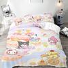Серия Sanrio Набор постельного белья пододеяльник Kuromi для детей Размер King-size Роскошный чехол 100% Полиэстер 3 предмета Рождественские подарки Декор для дома