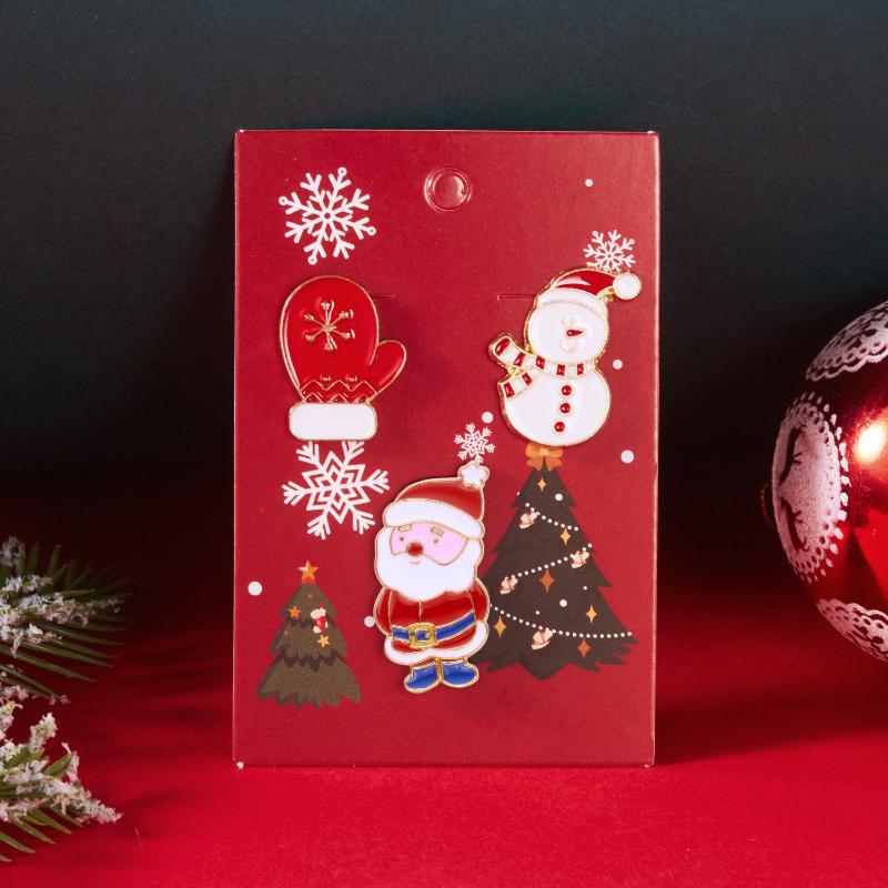 3Pcs/Set Christmas Brooch For Women Men Cute Santa Claus Bell Elk Snowflake Snowman Enamel Pins Party Jewelry Gift