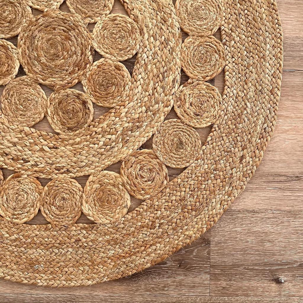 Rectangle Jute Rug Runner Handmade 100% Natural Braided Floor Mat Reversible Natural Jute Round Rug Handmade