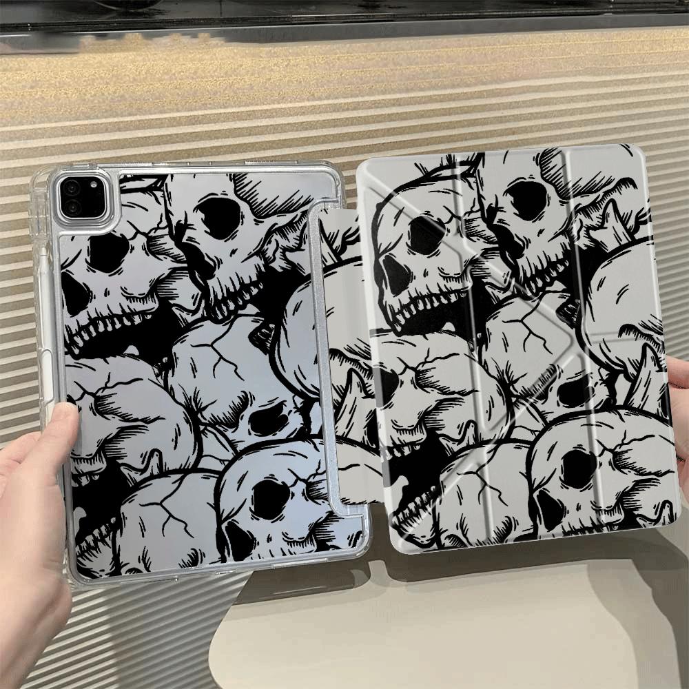 Креативная обложка-подставка Y-Fold с рисунком черепа для планшета iPad Mini 6 7 Air 4 5 M3 M2 1 2 M4 11 дюймов Pro 2025 Pro 11-го 10-го 9-го 8-го 7-го