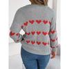 Women's Autumn and Winter Casual Lantern Sleeve Color Collision Heart Pullover Sweater