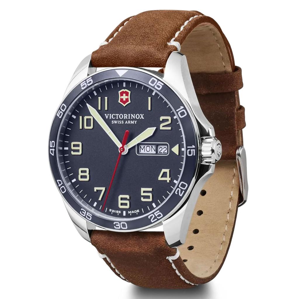 Watch FIELDFORCE Stainless Steel Case Blue Dial Brown Leather Strap Gift 241848 [Victorinox] (316L) []