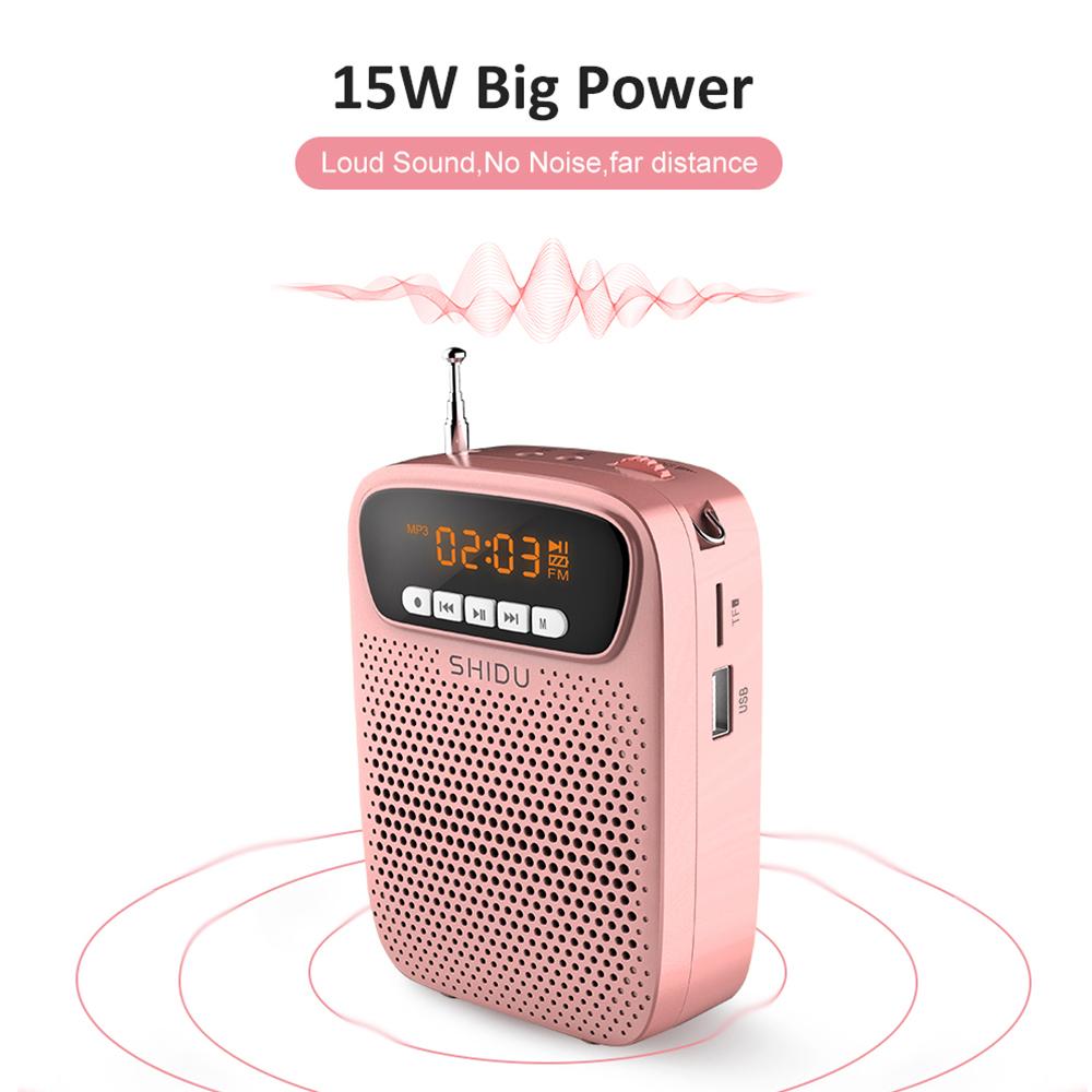 SHIDU 15 Вт перезаряжаемый портативный Bluetooth усилитель голоса для учителя проводной микрофон FM-радио AUX аудиозапись динамик S278
