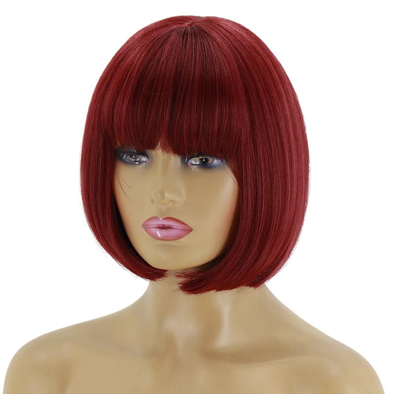 LISI HAIR Women Pink Hair with Bangs Synthetic Cosplay Pink Wig Shoulder Length Straight Bob Green Purple Blonde Halloween Wig