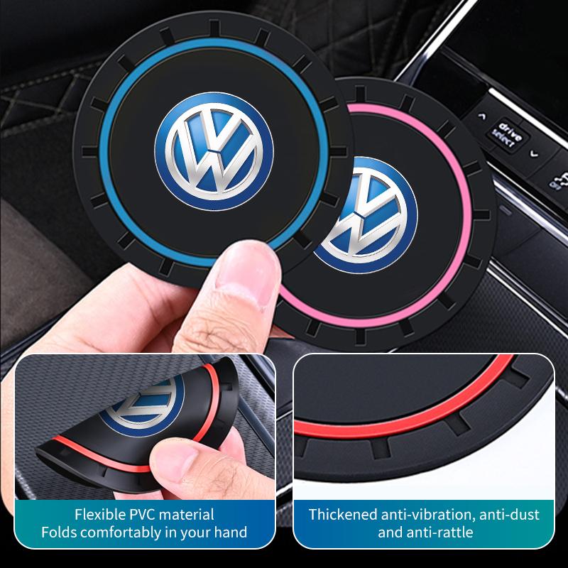 Emblems For Volkswagen VW 2pcs Car Cup Holder Anti Slip Insert Coasters Pads Accessories Polo Jetta Sagitar Magotan Passat B5 B6 ze1