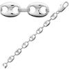 [Q9105] - Silver 'Coffee Bean' Silver Chain (rhodium-plated) - 50 Cm 6 Mm