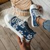 Fashion Women's Sneakers Design Round Toe Flower Print Canvas Sneakers All Match Outdoor Walking White Shoes Women Zapatos Para Mujeres