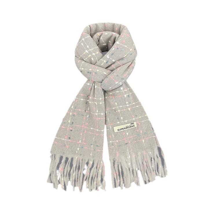 Korean Version of The New Atmosphere Imitation Cashmere Color Thread Tassel Scarf Women's Winter Warm Versatile Shawl Dual Purpose Scarf Trendy