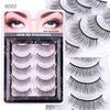5 Pairs/Set Self-adhesive False Eyelashes Reusable Natural Look Wispy Fluffy Handmade Fake Lashes Strips Women Eye Makeup Tools