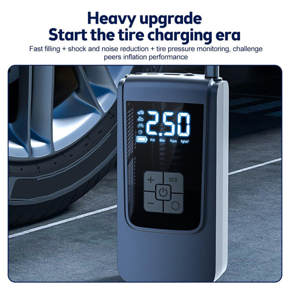 Накачка шин Портативный воздушный компрессор 6000 мАч Беспроводной DC12V 150PSI Мощный воздушный насос для шин со световым цифровым дисплеем