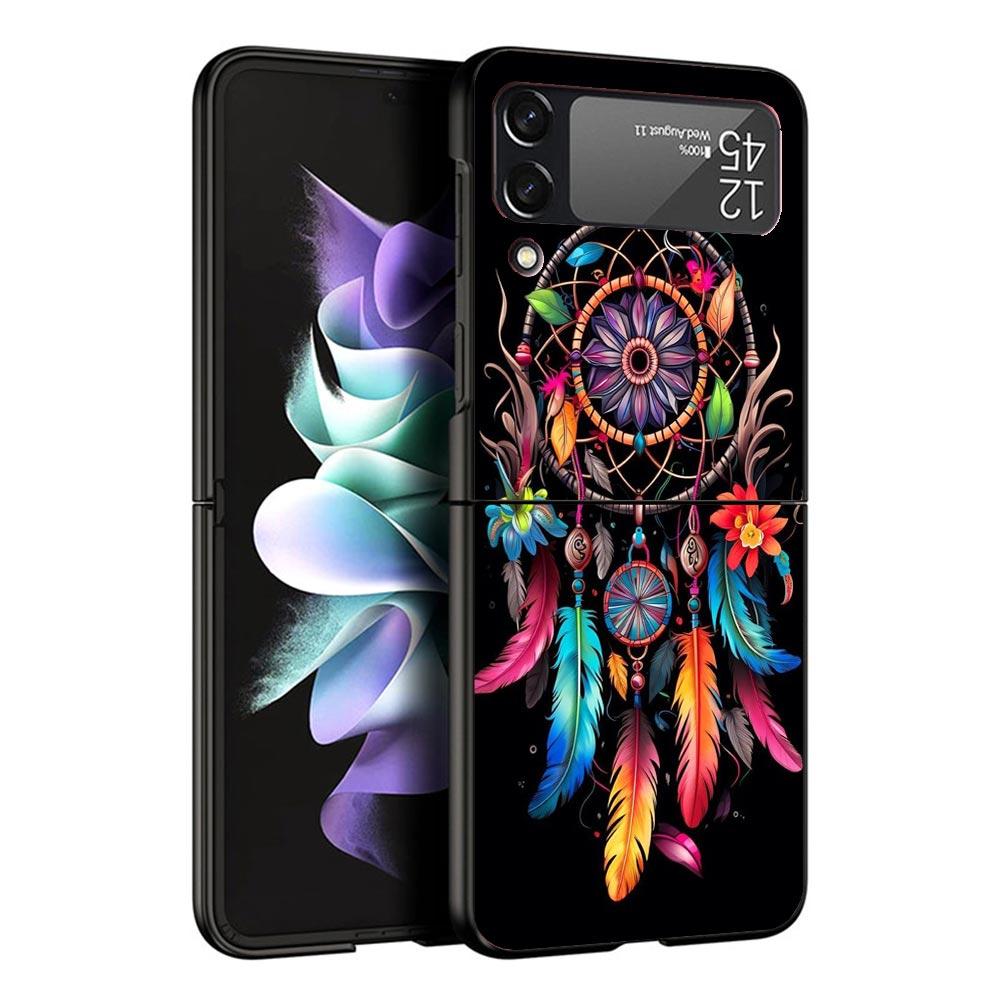 Retro Feather Dreamcatcher Case For Samsung Galaxy Z Flip 7 6 5 4 3 z Flip7 Flip6 Flip5 Flip4 5G Phone Cover Flip3 Folding Coque