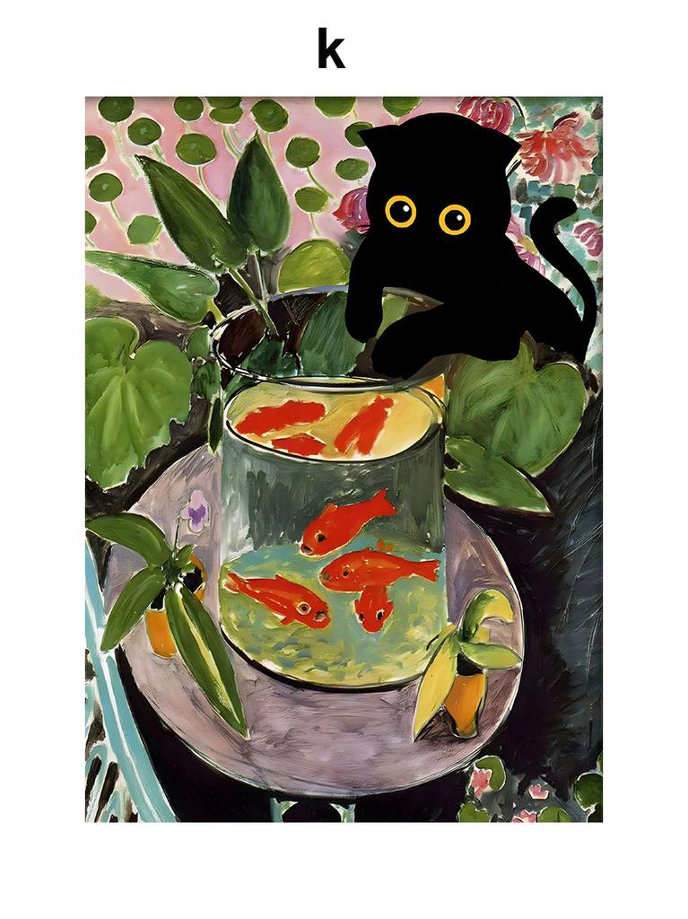 Funny Art Matisse Monet Black Cat Van Gogh Sunflowers Canvas Posters and Prints Wall Pictures for Living Room Decor