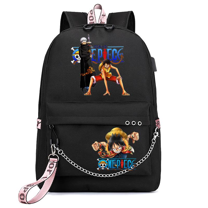 Школьная сумка-рюкзак USB с принтом One Piece для учеников начальной и средней школы, для мужчин и женщин, с лямками