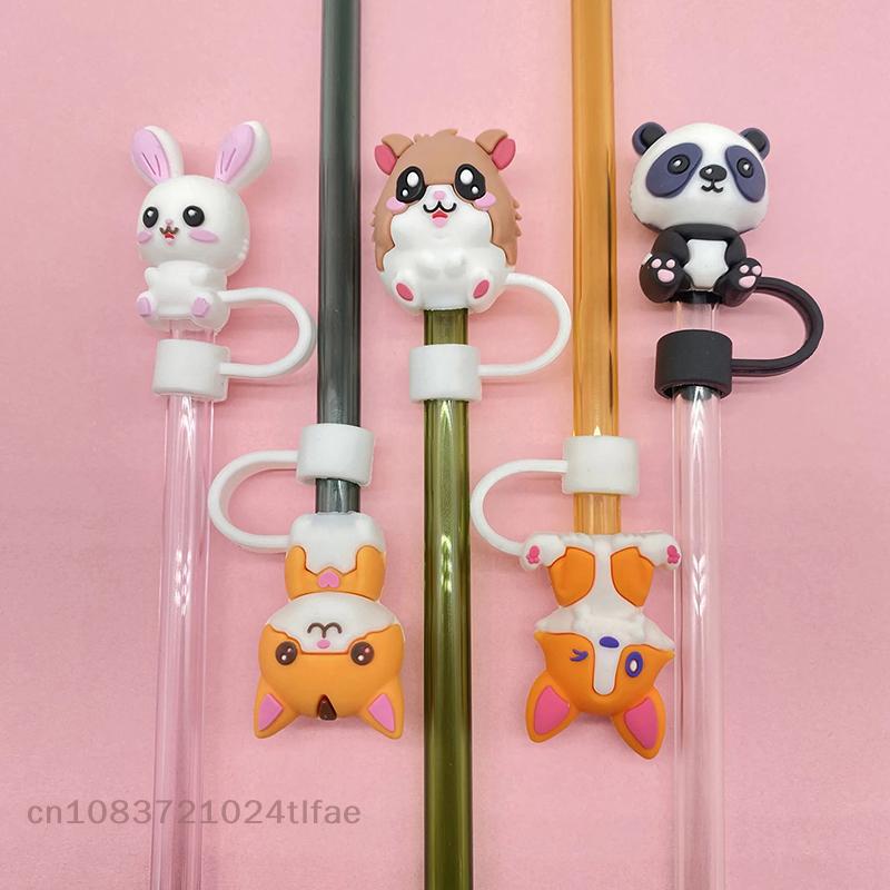 Cute Animals Cloud Shaped Straw Toppers For 30/40 Oz Tumbler 10mm Silicone Straw Tips Cover Dust-Proof Straw Cap Cup Accessories