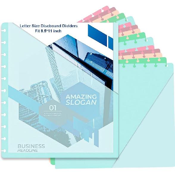 5 Pcs Discbound Letter Size Planner with 9.3 * 11inch Dividers and Pockets - 11 Disc Planner Folder Binder