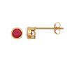 Ladies Gold Red Round Ruby Donut Bezel Solitaire Stud Earrings, 3mm