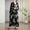 Early Spring Vacation Style Tourism V-neck Artistic Retro Mid To Long Loose Casual Meat Covering Dress