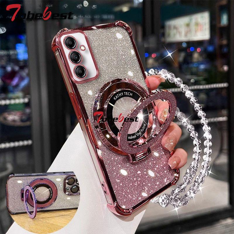 Противоударный кристальный браслет с гальваническим покрытием, чехол-подставка для телефона для Samsung Galaxy A16 A26 A36 A56 A06 A15 A25 A35 A55 A14 A24 A34 A54 5G